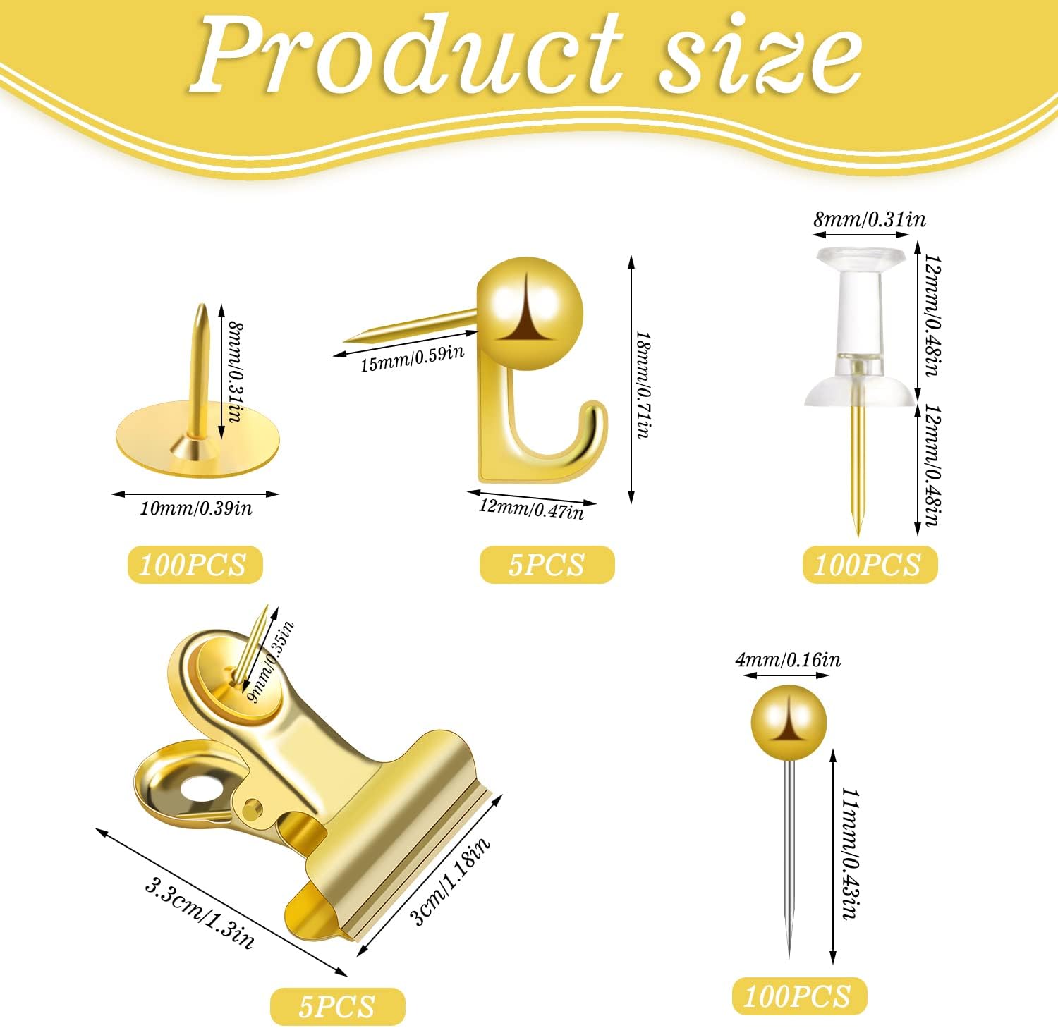 310pcs Push Pins Set Binder Pa - Binder Clip Assorted ulasan dan harga