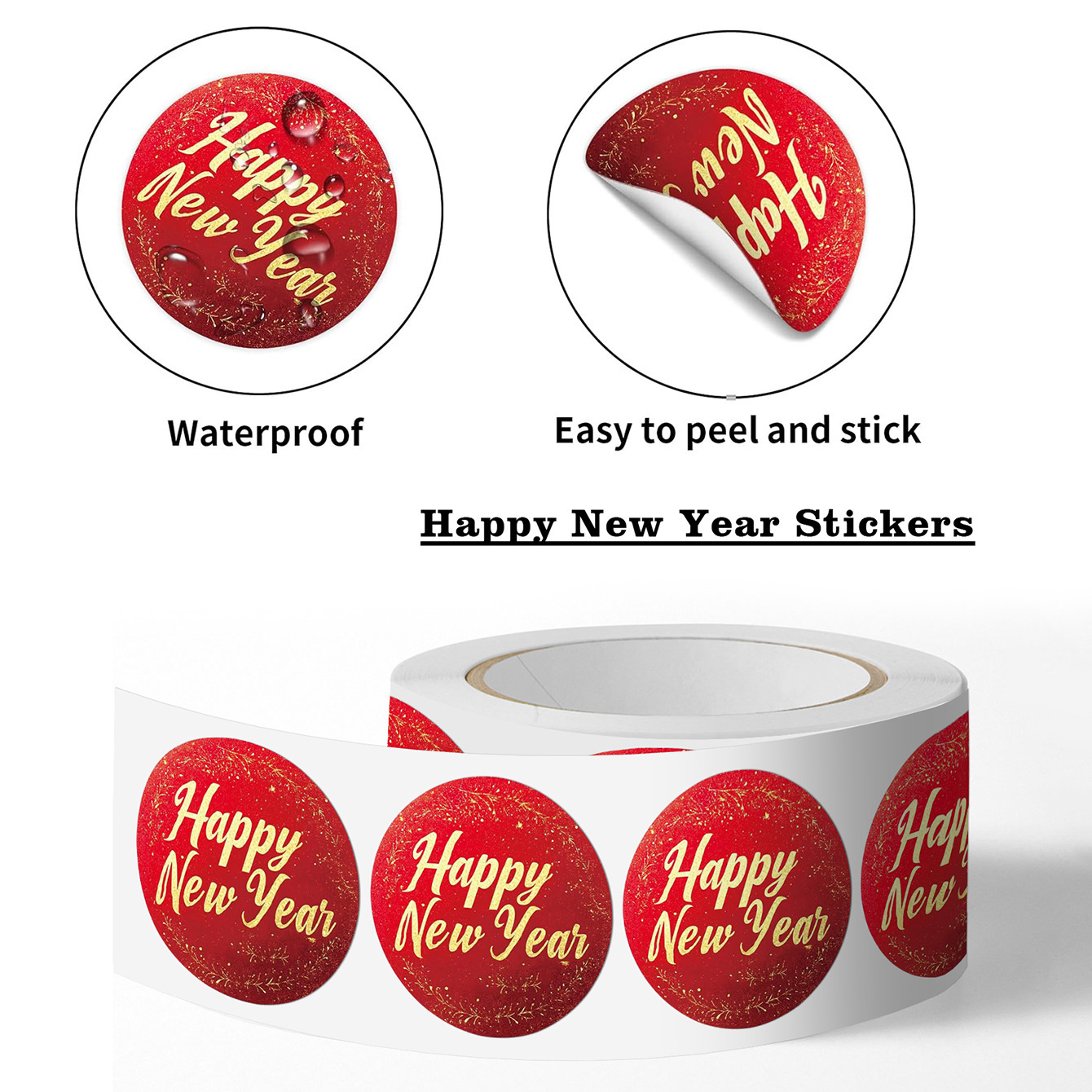 500Pcs/Roll Chinese New Year R - Sticker Label Roll ulasan dan harga
